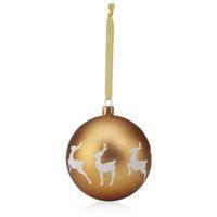 glitter decorated white gold deer pattern bauble