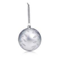 Glitter Decorated Silver Leaf Pattern Bauble