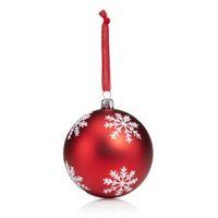 glitter decorated red white snowflake pattern bauble