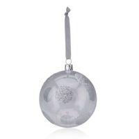 glitter decorated clear silver spot bauble