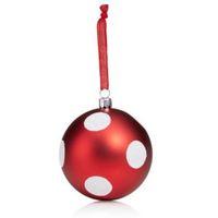glitter decorated red white spot bauble