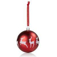 Glitter Decorated Red & White Deer Pattern Bauble