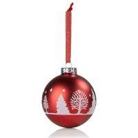 glitter decorated red white tree pattern bauble