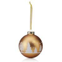 Glitter Decorated Gold & White Tree Pattern Bauble