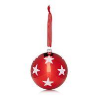 Glitter Decorated Red & White Star Bauble