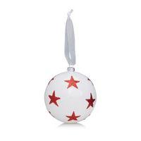 glitter decorated white red star bauble