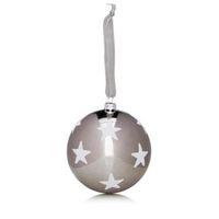 glitter decorated dark grey white star bauble