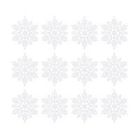 Glitter White Snowflake Tree Decoration Pack of 12