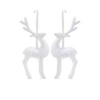 Glitter White Reindeer Tree Decoration Pack of 2