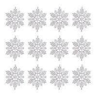 Glitter Silver Snowflake Tree Decoration Pack of 12