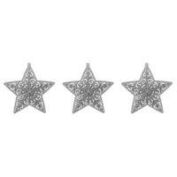 Glitter Silver Star Tree Decoration Pack of 3