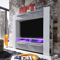 Glymer LCD TV Stand In White With High Gloss Fronts With LED