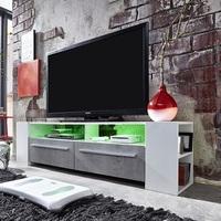 Glymer LCD TV Stand In White With Gloss Fronts And LED Lighting