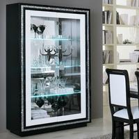 Gloria Wide Display Cabinet In Black And White Gloss With LED
