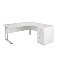 Glacier Ergonomic Desk and Pedestal Right Handed