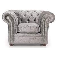 glitz chesterfield fabric armchair pewter