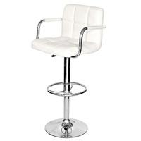 Glenn Bar Stool In White Faux Leather With Chrome Base