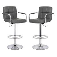 glenn bar stool in grey faux leather in a pair