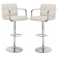Glenn Bar Stools In Cream Faux Leather in A Pair