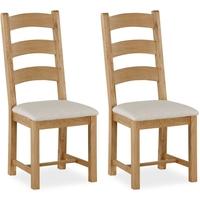 Global Home Cheltenham Oak Dining Chair - Slatted with Faux Leather Seat Pad (Pair)