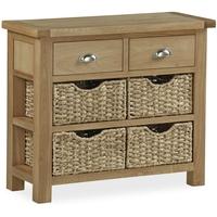 global home cheltenham oak console table with baskets