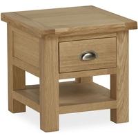 global home cheltenham oak lamp table with drawer