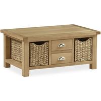 Global Home Cheltenham Oak Coffee Table - Large with Baskets