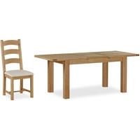Global Home Cheltenham Oak Dining Set - Large Butterfly Extending with 6 Chairs