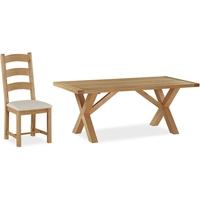 Global Home Cheltenham Oak Dining Set - Cross Leg with 6 Chairs