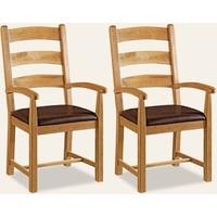 global home vintage oak dining armchair pair