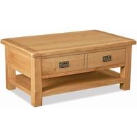 Global Home Salisbury Oak Coffee Table with Drawer and Shelf