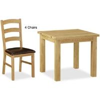 Global Home Salisbury Lite Oak Dining Set - Square Extending with 4 Chairs