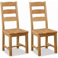 Global Home Salisbury Oak Dining Chair - Slatted with Wooden Seat (Pair)