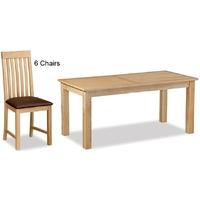 Global Home Burlington Oak Dining Set - Small Extending with 6 Chairs