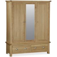 global home cheltenham oak wardrobe triple with midle mirror