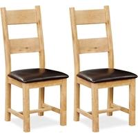 Global Home York Oak Dining Chair with Faux Leather Seat (Pair)