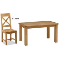 global home salisbury oak dining set 150cm fixed with 6 wooden seat cr ...