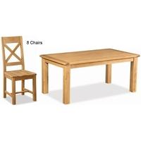 global home salisbury oak dining set 180cm fixed with 8 wooden seat cr ...