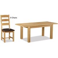 global home salisbury oak dining set small extending with 6 faux leath ...