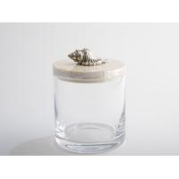 glass jar with murex shell lid