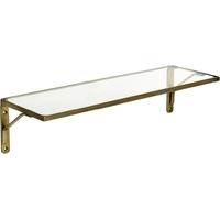 glass shelf with golden frame and brackets set of 2