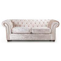 Glitz Chesterfield 3 Seater Fabric Sofa Oyster