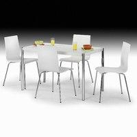 Glacier White Dining Set With 4 White Dining Chairs