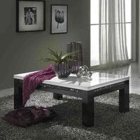 Gloria Coffee Table In Black And White High Gloss With Crystals