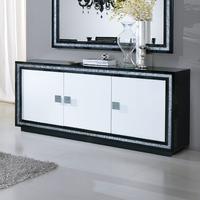 Gloria Sideboard In Black And White High Gloss With Crystals