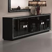 Gloria Sideboard In Black High Gloss With Crystal Details