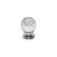 glass ball cupboard knob chrome base 32mm