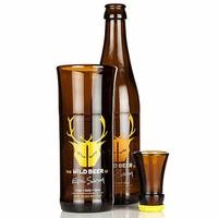 Glass Reform Yellow Wild Beer, Upcycled Beer Bottle Glass & Shot Set