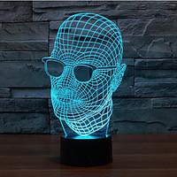 Glasses Man Touch Dimming 3D LED Night Light 7Colorful Decoration Atmosphere Lamp Novelty Lighting Christmas Light