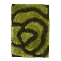 Glossy Green Floral Pattern 3D Shaggy Rugs Piccadilly 659 - 120cm x 170cm (3\'11 x 5\'7\